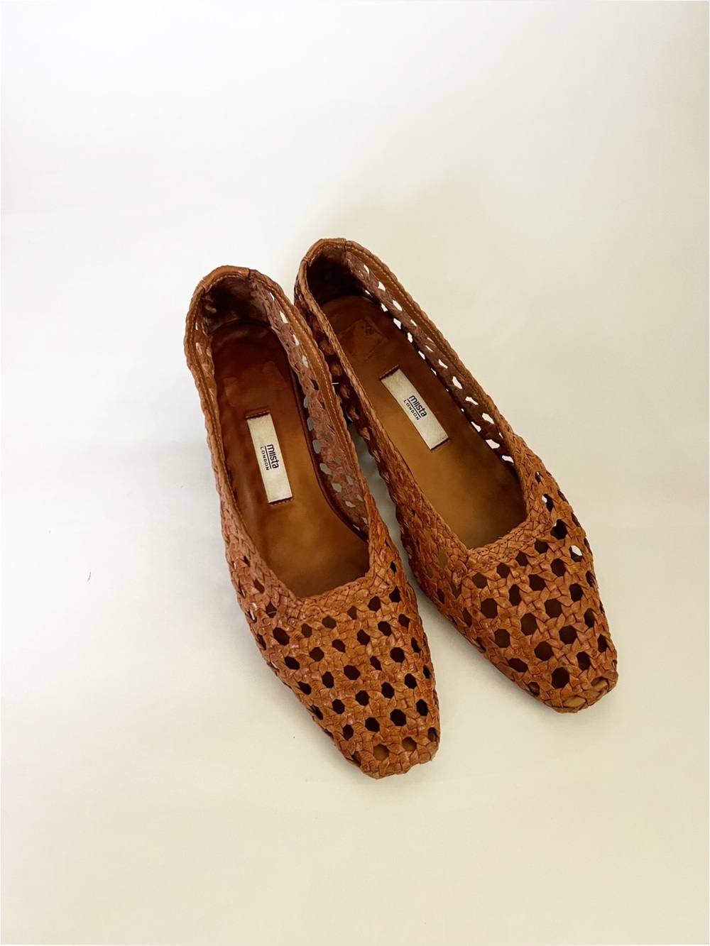 Miista Taissa Woven Brown Leather Heels 40